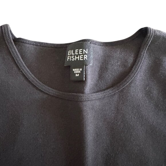 Eileen Fisher Women's 100% Cotton Classic Black Crew Neck SS Top, Size M - Picture 3 of 6